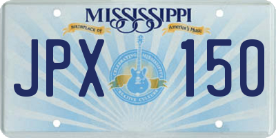 MS license plate JPX150