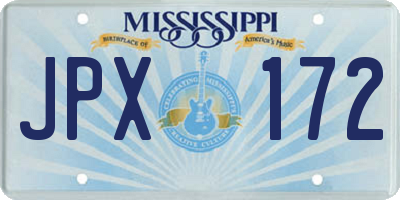 MS license plate JPX172