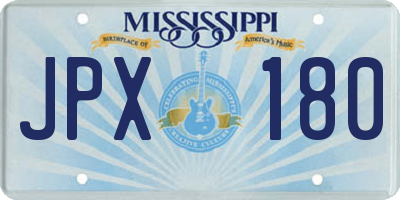 MS license plate JPX180