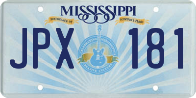 MS license plate JPX181
