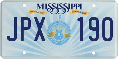MS license plate JPX190