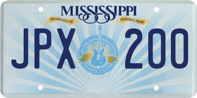 MS license plate JPX200