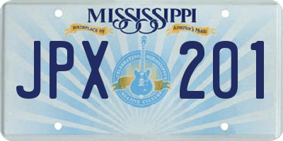 MS license plate JPX201