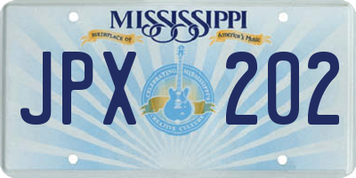 MS license plate JPX202