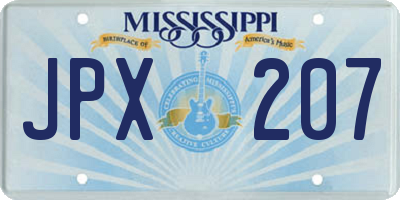 MS license plate JPX207