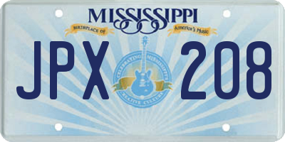MS license plate JPX208