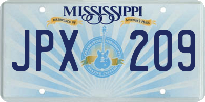 MS license plate JPX209
