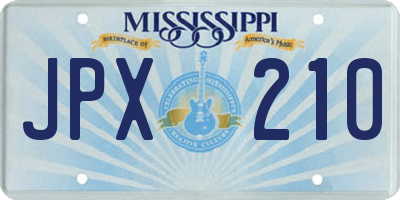 MS license plate JPX210