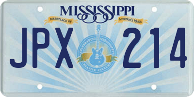 MS license plate JPX214