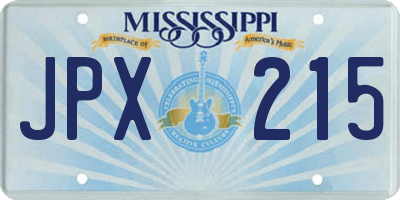 MS license plate JPX215