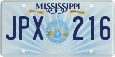 MS license plate JPX216