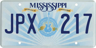 MS license plate JPX217