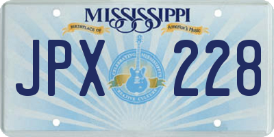 MS license plate JPX228