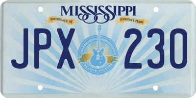 MS license plate JPX230