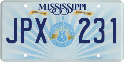 MS license plate JPX231