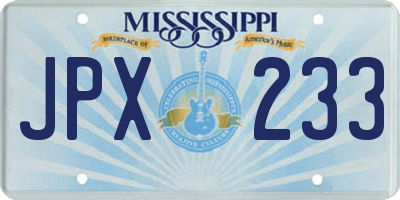 MS license plate JPX233