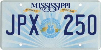 MS license plate JPX250