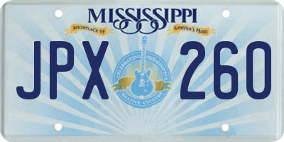 MS license plate JPX260
