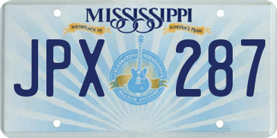 MS license plate JPX287