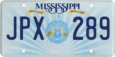 MS license plate JPX289