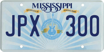 MS license plate JPX300
