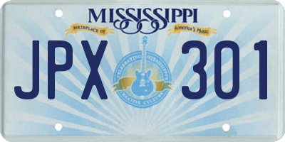 MS license plate JPX301