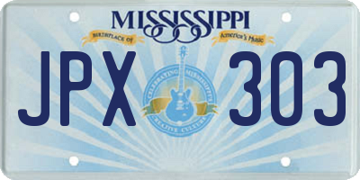 MS license plate JPX303