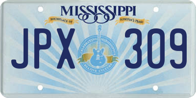 MS license plate JPX309
