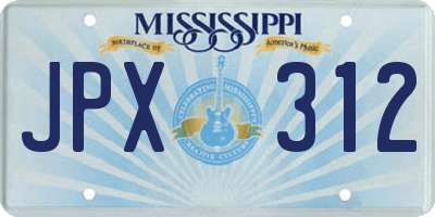 MS license plate JPX312