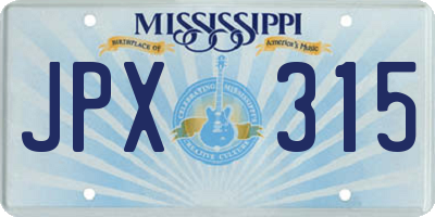 MS license plate JPX315