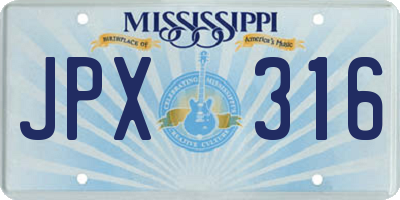 MS license plate JPX316