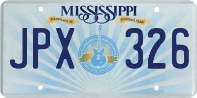 MS license plate JPX326