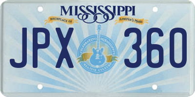 MS license plate JPX360
