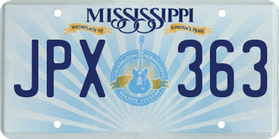 MS license plate JPX363