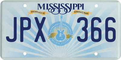 MS license plate JPX366