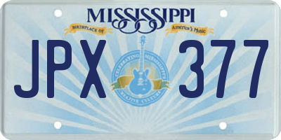 MS license plate JPX377