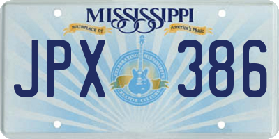 MS license plate JPX386