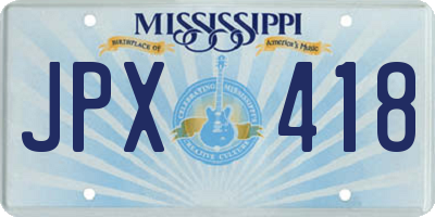 MS license plate JPX418