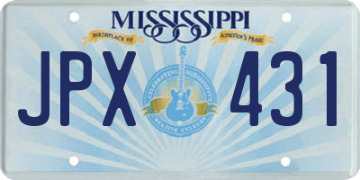 MS license plate JPX431