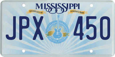 MS license plate JPX450