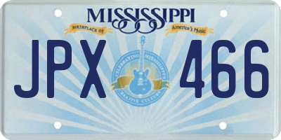 MS license plate JPX466