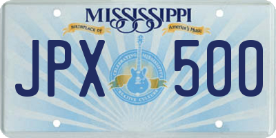 MS license plate JPX500