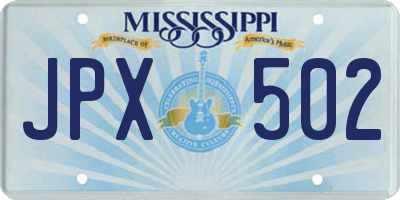 MS license plate JPX502