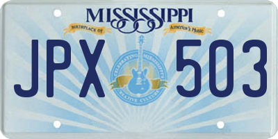 MS license plate JPX503