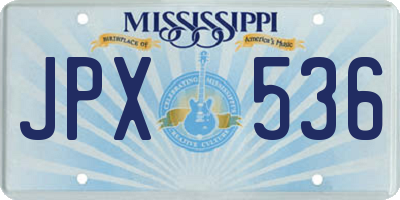MS license plate JPX536