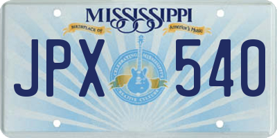 MS license plate JPX540