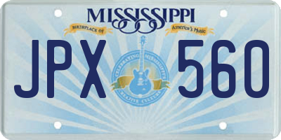 MS license plate JPX560