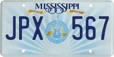 MS license plate JPX567
