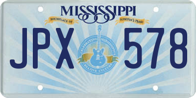 MS license plate JPX578