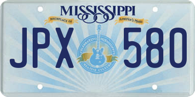 MS license plate JPX580